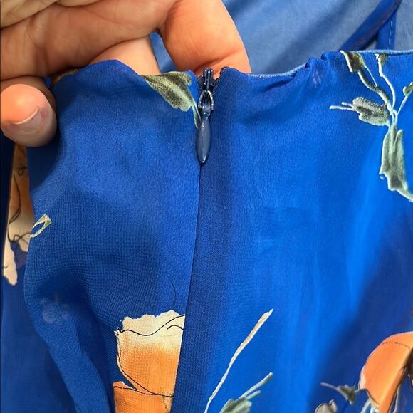 LULU'S X-Large Cherished Moment Royal Blue Floral Print Lace-Up Skater Dress - Picture 8 of 11